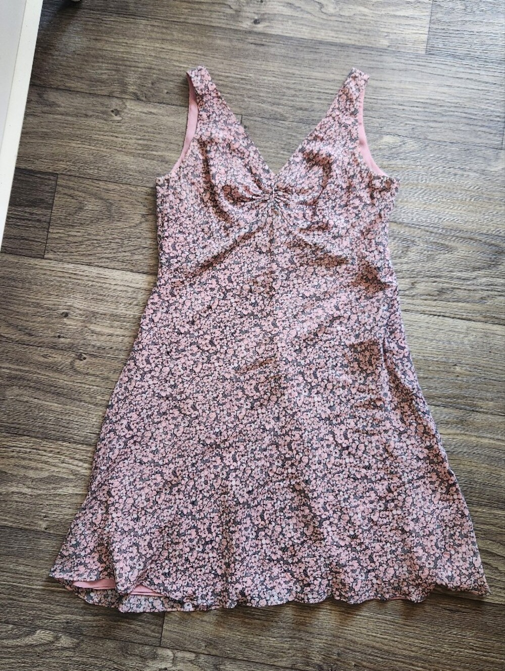 Y2K Ann Taylor Loft Silk Floral Pink V-Neck Sundress